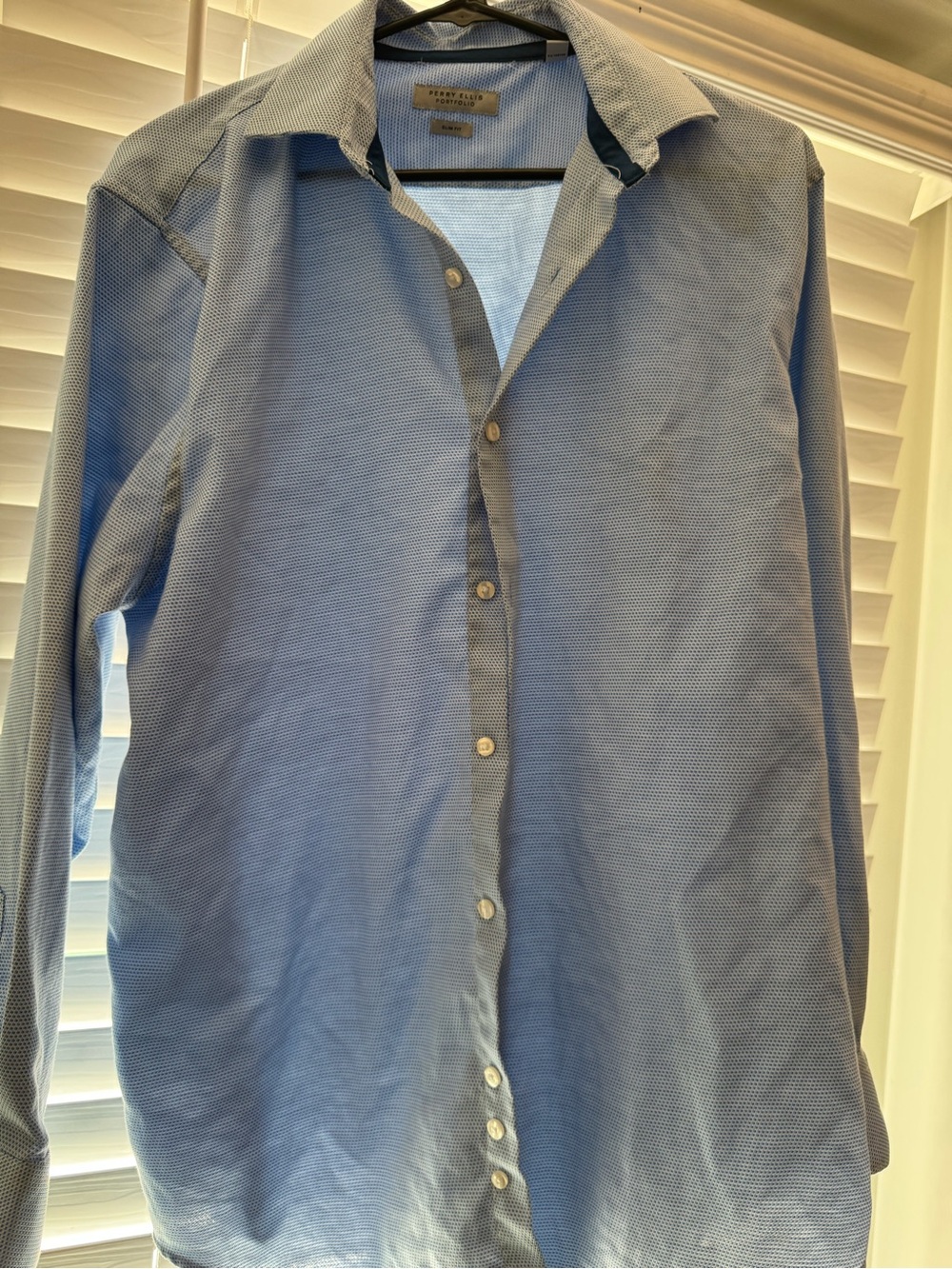 Perry Ellis Light Blue Slim Fit Textured Knit Shirt